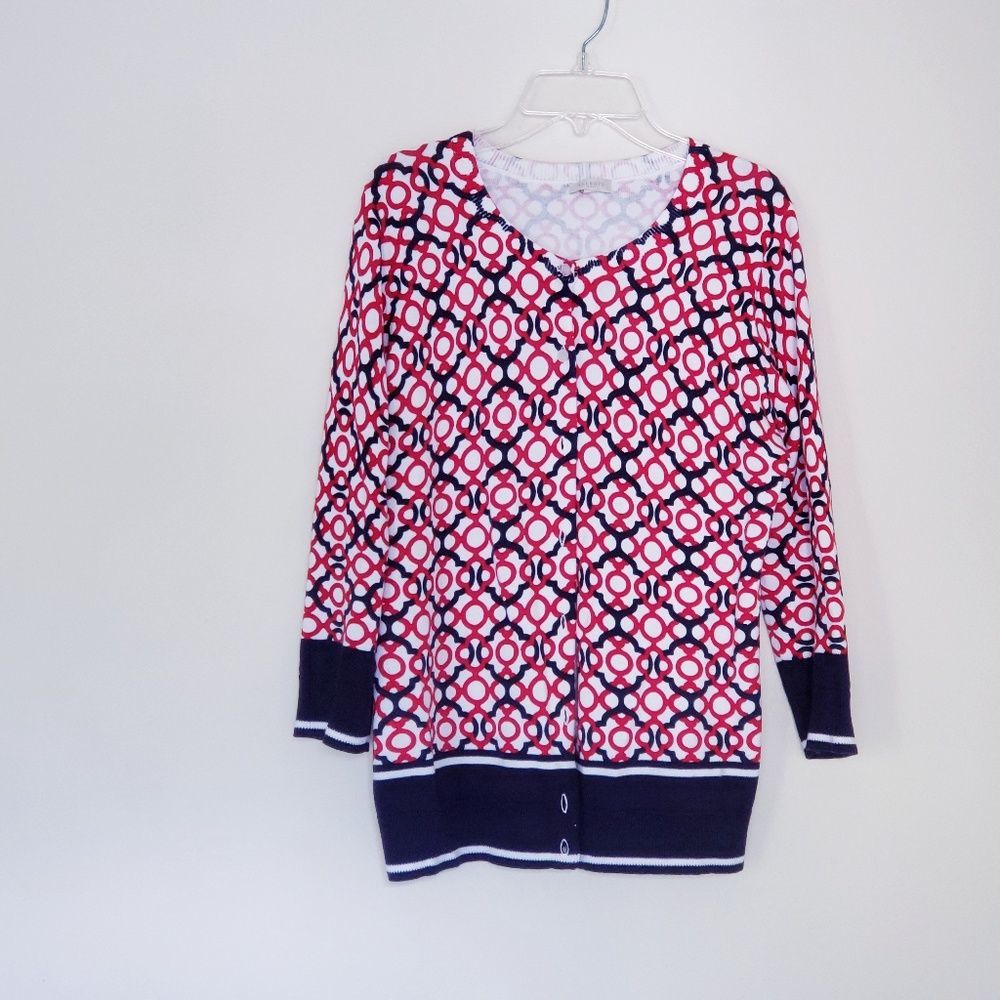 Talbots Geo Print Cardigan Sz M